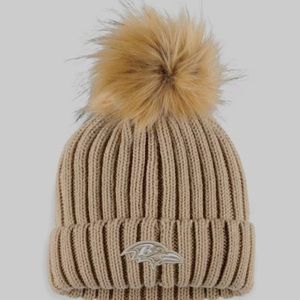 NWT Baltimore Ravens WEAR by Erin Andrews Knit Hat with Pom - Natural